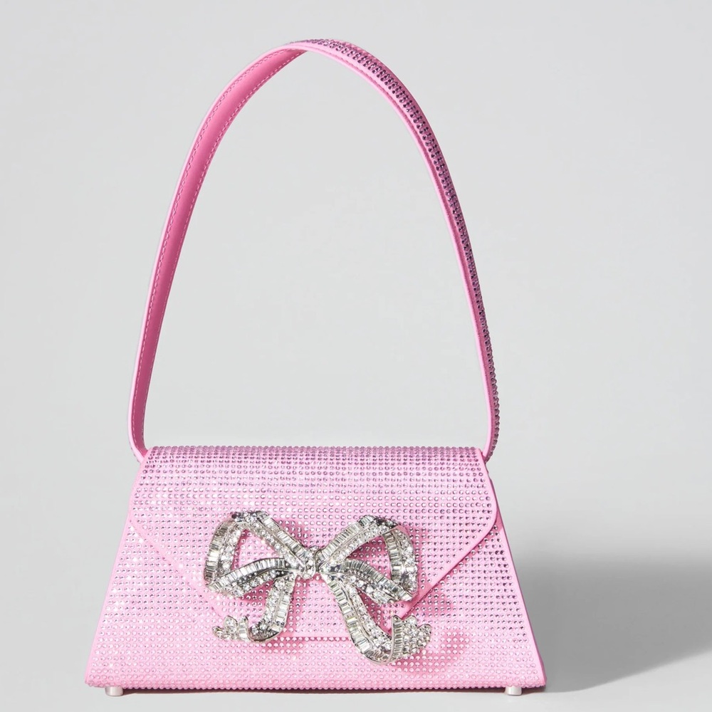 SELF PORTRAIT PINK RHINESTONE BOW MINI SHOULDER BAG NWT.